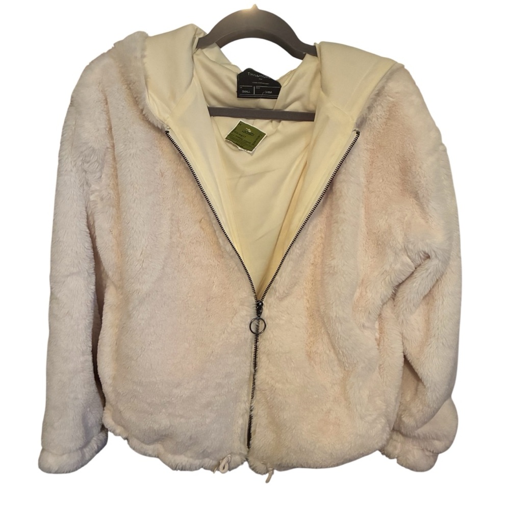 NWT THIS&MORE FAUX FUR CREAM JACKET SIZE S